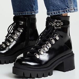 ♥️Jeffrey Campbell Black Combat Boots Size 9.5